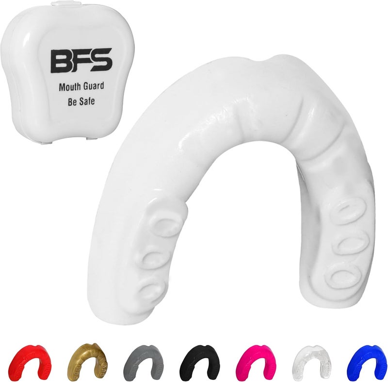 BFS IMPEX Mouth Guard Sports for Adults Best for Teeth,MMA Mouth Guard with Case for Boxing,Karate,Rugby,Football MouthGuard (White) - Image 1